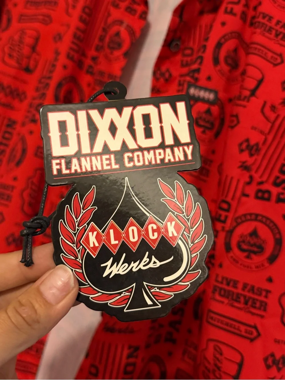 DIXXON Woman’s Klock Werks Red and Black Graphic Short Sleeve Button-Up Top - Picture 7 of 7